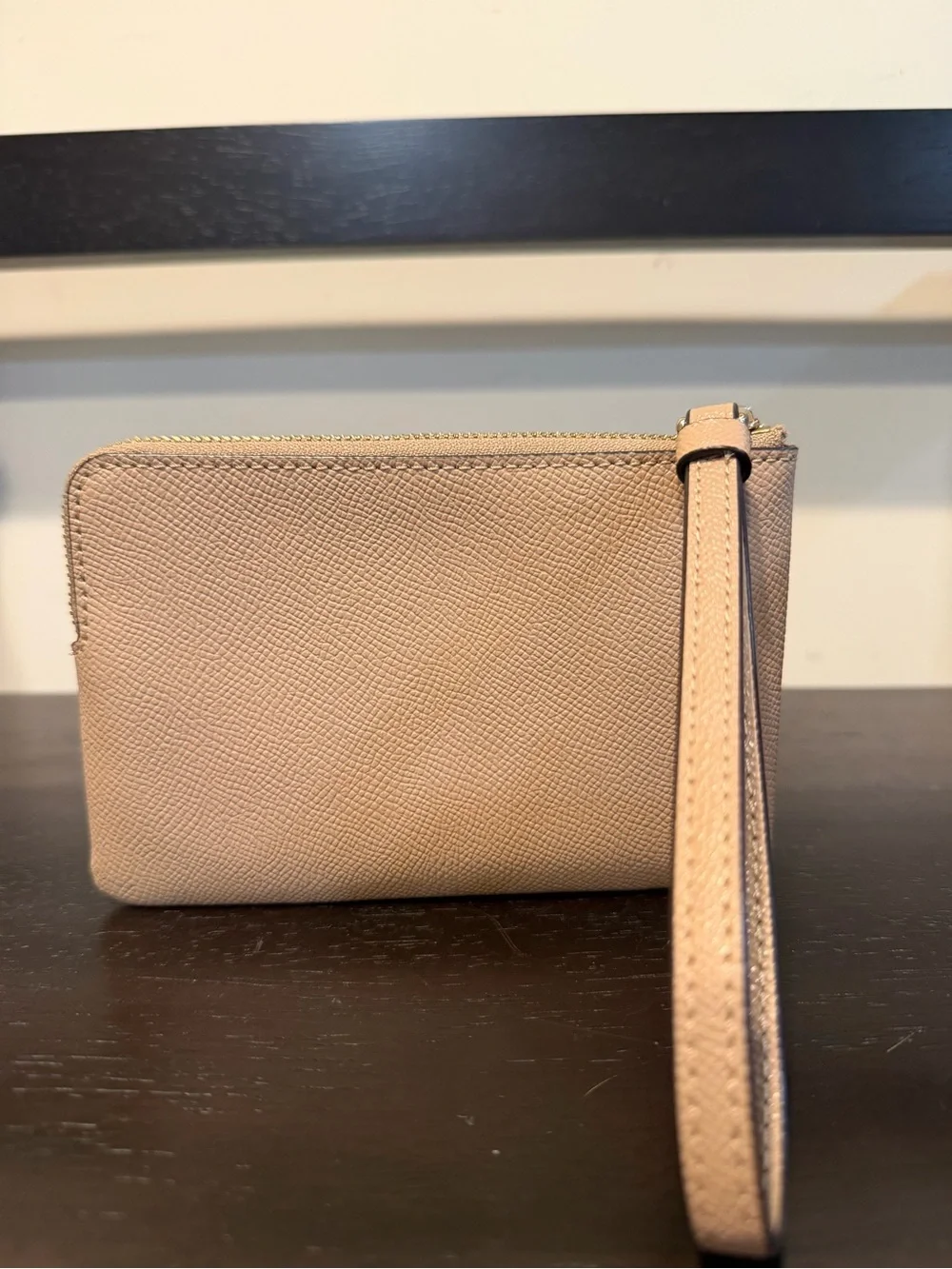 Coach Corner Zip Wristlet Taupe